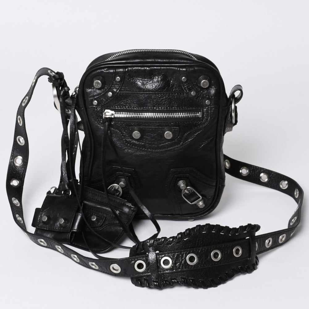 BALENCIAGA バレンシアガ ルカゴールXS ショルダーバッグ 719065 ブラック ラムスキン シルバー金具 美品 中古 4b000797