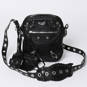BALENCIAGA Luka Gour XS Shoulder Bag 719065 Black Lambskin Silver Hardware Good Condition Used 4b000797