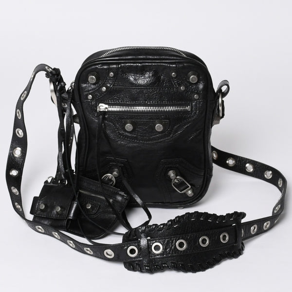 BALENCIAGA Luka Gour XS Shoulder Bag 719065 Black Lambskin Silver Hardware Good Condition Used 4b000797