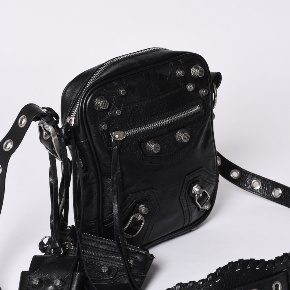 BALENCIAGA バレンシアガ ルカゴールXS ショルダーバッグ 719065 ブラック ラムスキン シルバー金具 美品 中古 4b000797