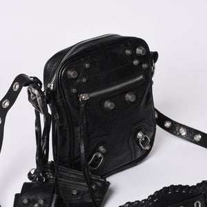 BALENCIAGA Luka Gour XS Shoulder Bag 719065 Black Lambskin Silver Hardware Good Condition Used 4b000797
