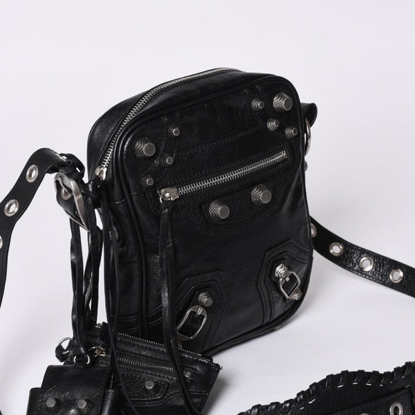 BALENCIAGA Luka Gour XS Shoulder Bag 719065 Black Lambskin Silver Hardware Good Condition Used 4b000797