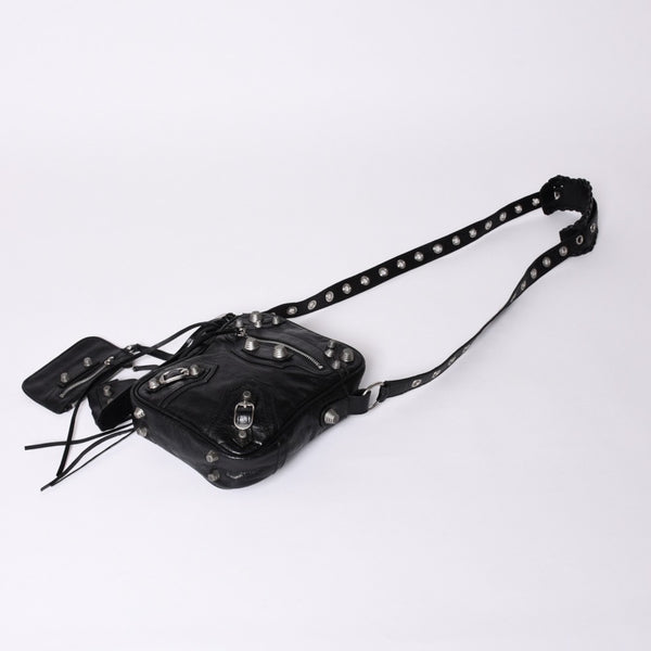 BALENCIAGA Luka Gour XS Shoulder Bag 719065 Black Lambskin Silver Hardware Good Condition Used 4b000797