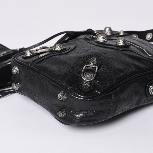 BALENCIAGA Luka Gour XS Shoulder Bag 719065 Black Lambskin Silver Hardware Good Condition Used 4b000797