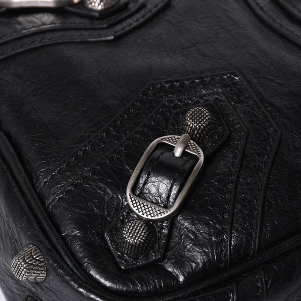BALENCIAGA Luka Gour XS Shoulder Bag 719065 Black Lambskin Silver Hardware Good Condition Used 4b000797