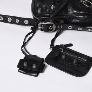 BALENCIAGA Luka Gour XS Shoulder Bag 719065 Black Lambskin Silver Hardware Good Condition Used 4b000797
