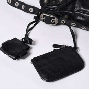BALENCIAGA Luka Gour XS Shoulder Bag 719065 Black Lambskin Silver Hardware Good Condition Used 4b000797