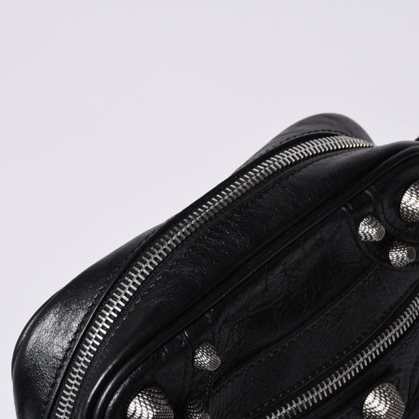 BALENCIAGA Luka Gour XS Shoulder Bag 719065 Black Lambskin Silver Hardware Good Condition Used 4b000797