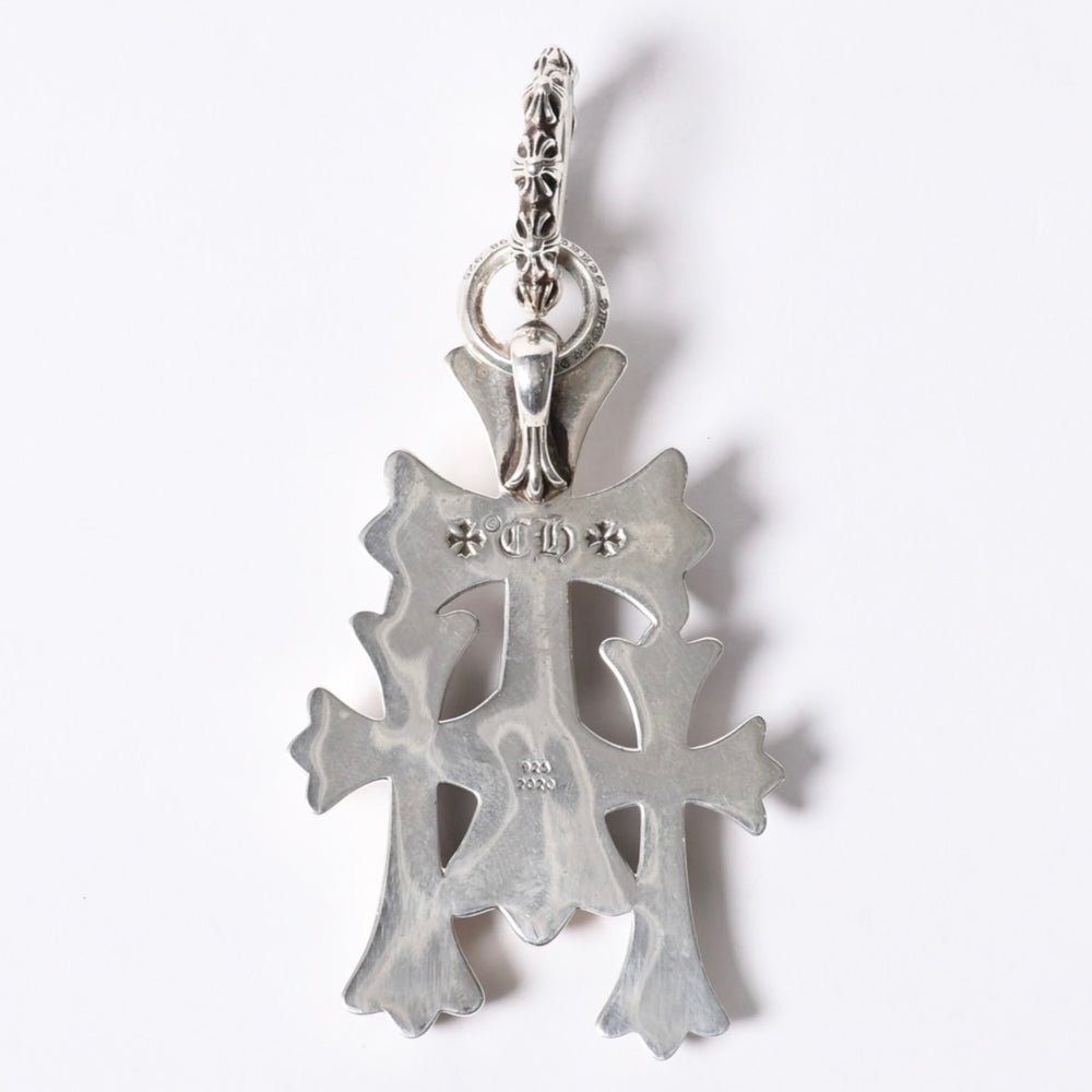 新品同様 CHROME HEARTS クロムハーツ トリプルクロス 3CH CRSラージ 3CH クロス シルバーペンダントトップ シルバー 925 142.7g 中古 4a001294