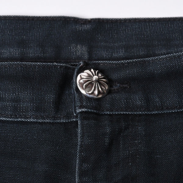 Very Good Condition CHROME HEARTS Double Knee Pants Size 40 Cemetery Cross Patch 19 Patch Cross Ball Black Purple Used 4a001329