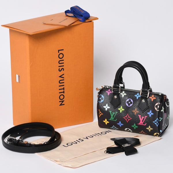 New and unused LOUIS VUITTON Nano Speedy Takashi Murakami Multicolor Black 2WAY Bag M13406 PVC Leather Used 4a001223