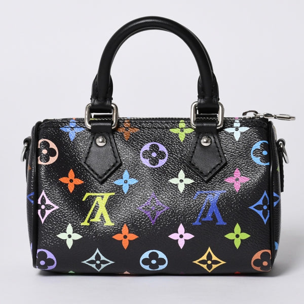 New and unused LOUIS VUITTON Nano Speedy Takashi Murakami Multicolor Black 2WAY Bag M13406 PVC Leather Used 4a001223