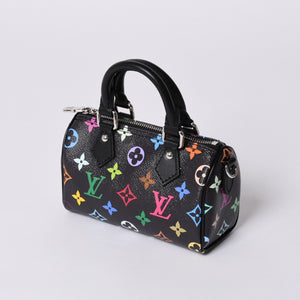 New and unused LOUIS VUITTON Nano Speedy Takashi Murakami Multicolor Black 2WAY Bag M13406 PVC Leather Used 4a001223