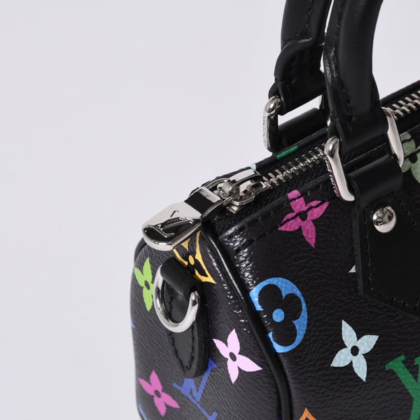 New and unused LOUIS VUITTON Nano Speedy Takashi Murakami Multicolor Black 2WAY Bag M13406 PVC Leather Used 4a001223