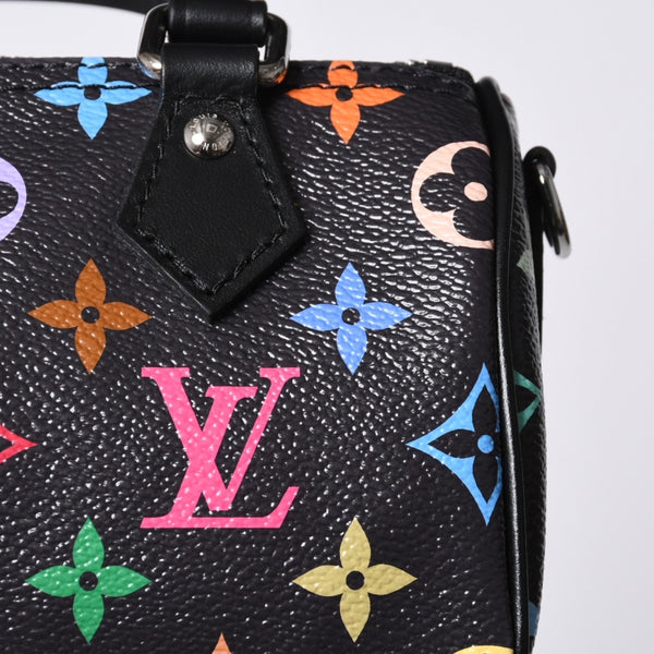 New and unused LOUIS VUITTON Nano Speedy Takashi Murakami Multicolor Black 2WAY Bag M13406 PVC Leather Used 4a001223