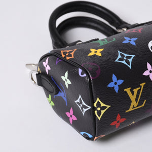 New and unused LOUIS VUITTON Nano Speedy Takashi Murakami Multicolor Black 2WAY Bag M13406 PVC Leather Used 4a001223