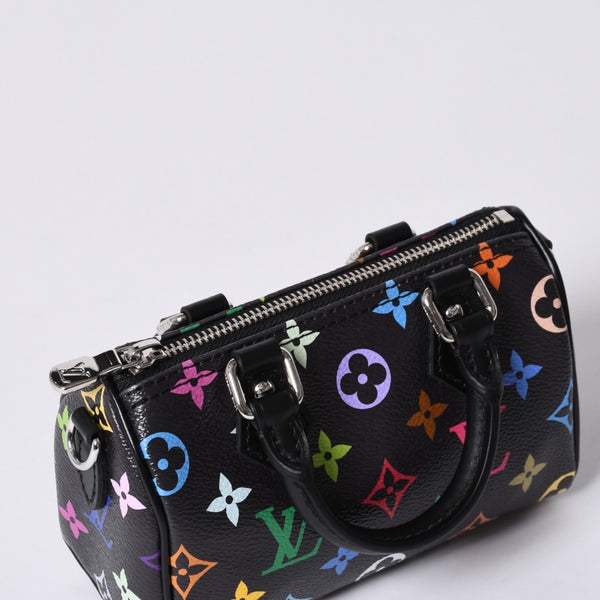 New and unused LOUIS VUITTON Nano Speedy Takashi Murakami Multicolor Black 2WAY Bag M13406 PVC Leather Used 4a001223