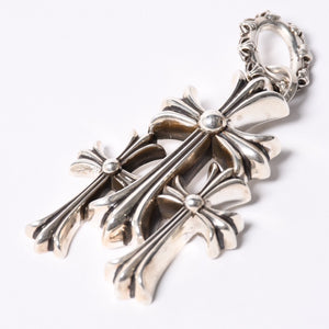 新品同様 CHROME HEARTS クロムハーツ トリプルクロス 3CH CRSラージ 3CH クロス シルバーペンダントトップ シルバー 925 142.7g 中古 4a001294