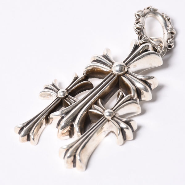 新品同様 CHROME HEARTS クロムハーツ トリプルクロス 3CH CRSラージ 3CH クロス シルバーペンダントトップ シルバー 925 142.7g 中古 4a001294