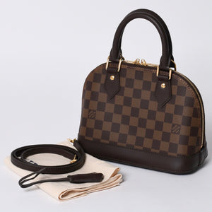 LOUIS VUITTON Alma BB 2WAY Handbag N41221 Damier Ebene Brown Shoulder PVC Leather Good Condition Used 4b008625
