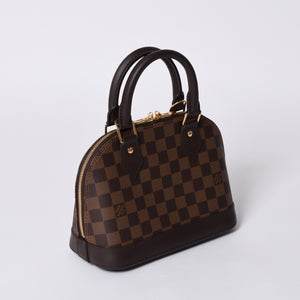 LOUIS VUITTON Alma BB 2WAY Handbag N41221 Damier Ebene Brown Shoulder PVC Leather Good Condition Used 4b008625