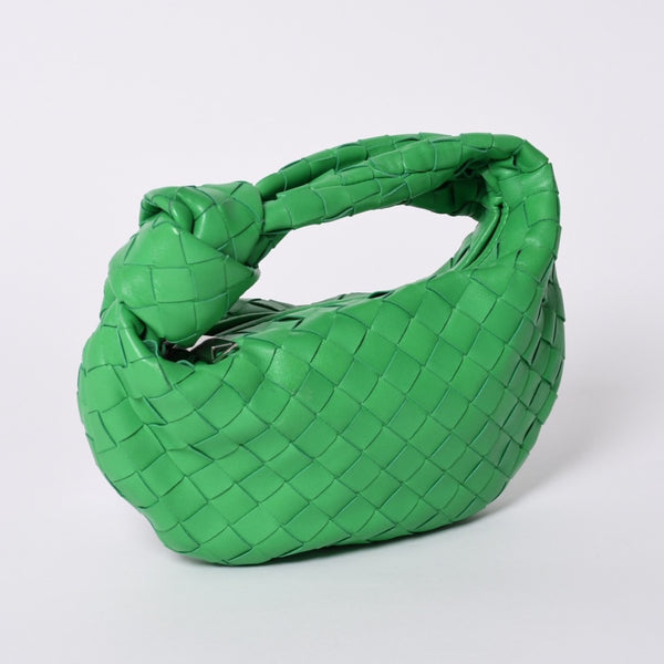 Very good condition BOTTEGAVENETA MINI JODIE Handbag 651876 Intrecciato Green Used 4a001217