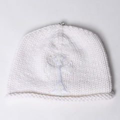New and unused CHROME HEARTS Cashmere Beads Cross Patch Beanie Knit Cap ONE SIZE 22cm White Used 4a000685