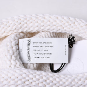 New and unused CHROME HEARTS Cashmere Beads Cross Patch Beanie Knit Cap ONE SIZE 22cm White Used 4a000685