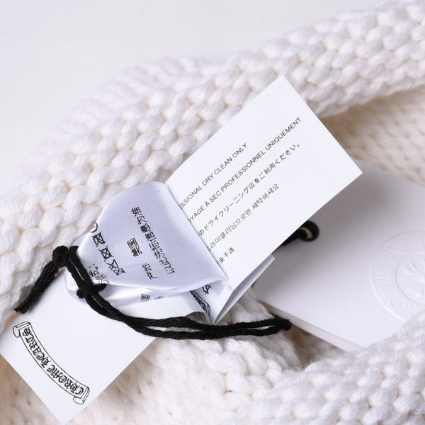 New and unused CHROME HEARTS Cashmere Beads Cross Patch Beanie Knit Cap ONE SIZE 22cm White Used 4a000685