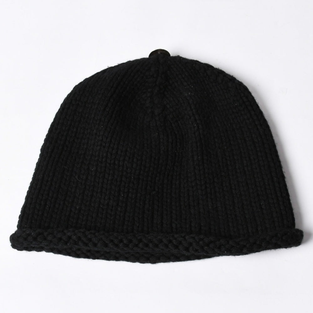 Very Good Condition CHROME HEARTS Cross Patch Knit Cap Beanie Cashmere Leather Silver 925 Black Used 4a000684