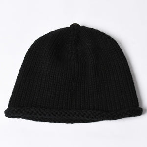 Very Good Condition CHROME HEARTS Cross Patch Knit Cap Beanie Cashmere Leather Silver 925 Black Used 4a000684