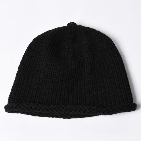Very Good Condition CHROME HEARTS Cross Patch Knit Cap Beanie Cashmere Leather Silver 925 Black Used 4a000684