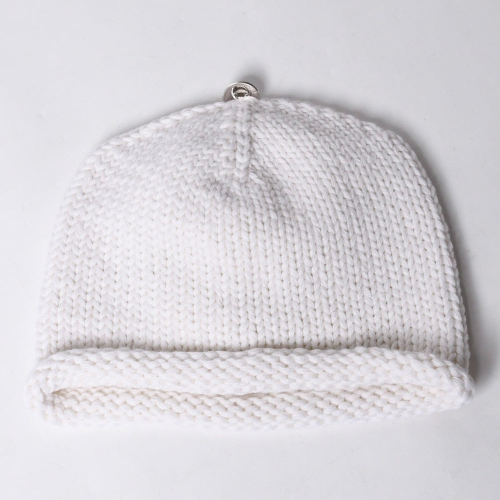 New and unused CHROME HEARTS Cashmere Beads Cross Patch Beanie Knit Cap ONE SIZE 22cm White Used 4a000685