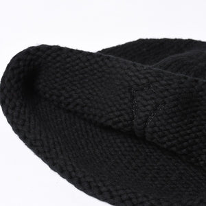 Very Good Condition CHROME HEARTS Cross Patch Knit Cap Beanie Cashmere Leather Silver 925 Black Used 4a000684