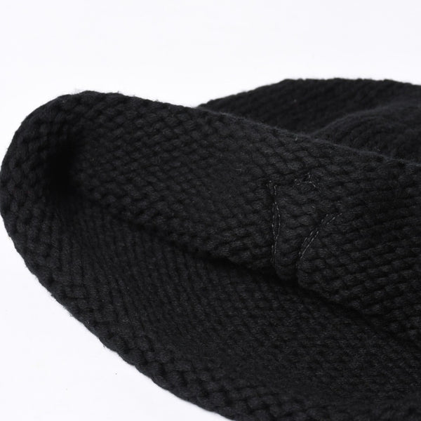 Very Good Condition CHROME HEARTS Cross Patch Knit Cap Beanie Cashmere Leather Silver 925 Black Used 4a000684