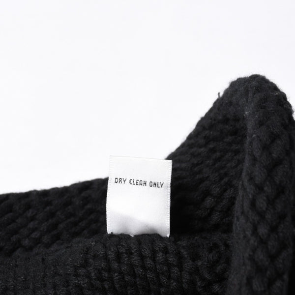 Very Good Condition CHROME HEARTS Cross Patch Knit Cap Beanie Cashmere Leather Silver 925 Black Used 4a000684