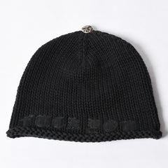CHROME HEARTS Chrome Hearts Beanie Knit Hat Cross Ball FUCK YOU Black Cashmere Silver 925 Good Condition Used 4a000948