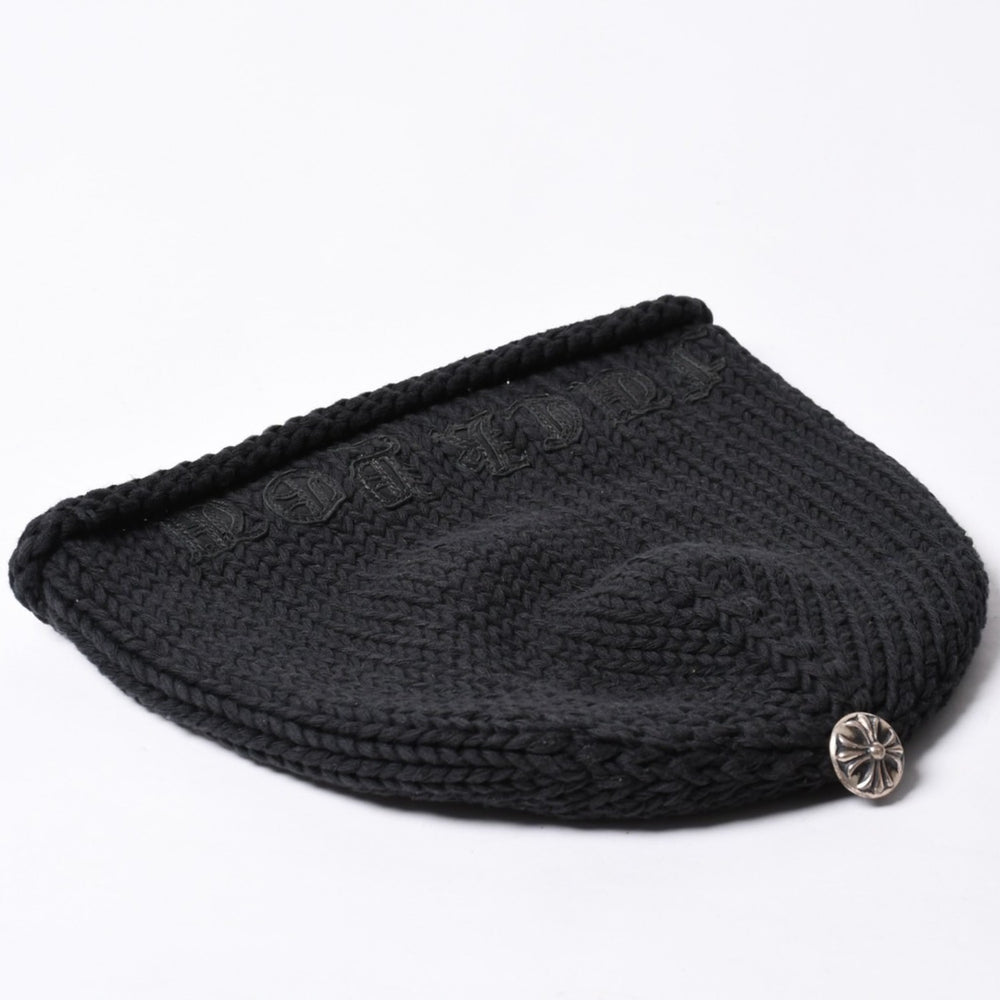 CHROME HEARTS Chrome Hearts Beanie Knit Hat Cross Ball FUCK YOU Black Cashmere Silver 925 Good Condition Used 4a000948
