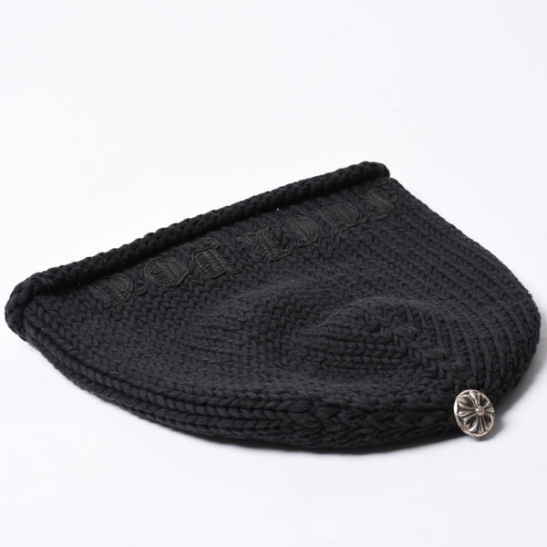 CHROME HEARTS Chrome Hearts Beanie Knit Hat Cross Ball FUCK YOU Black Cashmere Silver 925 Good Condition Used 4a000948