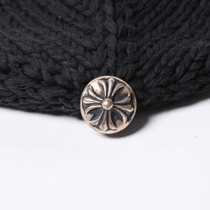 CHROME HEARTS Chrome Hearts Beanie Knit Hat Cross Ball FUCK YOU Black Cashmere Silver 925 Good Condition Used 4a000948