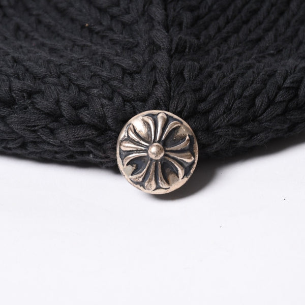 CHROME HEARTS Chrome Hearts Beanie Knit Hat Cross Ball FUCK YOU Black Cashmere Silver 925 Good Condition Used 4a000948