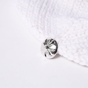 New and unused CHROME HEARTS Cashmere Beads Cross Patch Beanie Knit Cap ONE SIZE 22cm White Used 4a000685