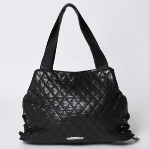 Very Good Condition CHROME HEARTS JJ DEAN LRG JJ Dean Large Tote Bag Quilted Leather Silver 925 Used 4a000478