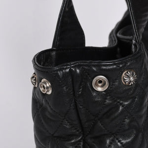 Very Good Condition CHROME HEARTS JJ DEAN LRG JJ Dean Large Tote Bag Quilted Leather Silver 925 Used 4a000478