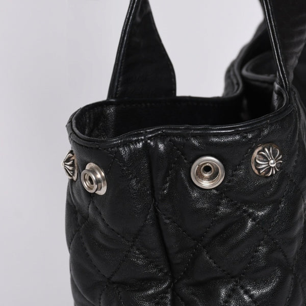 Very Good Condition CHROME HEARTS JJ DEAN LRG JJ Dean Large Tote Bag Quilted Leather Silver 925 Used 4a000478