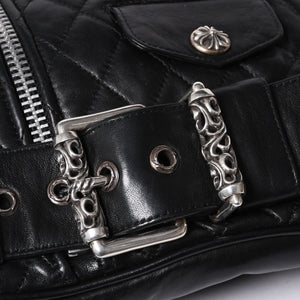 Very Good Condition CHROME HEARTS JJ DEAN LRG JJ Dean Large Tote Bag Quilted Leather Silver 925 Used 4a000478