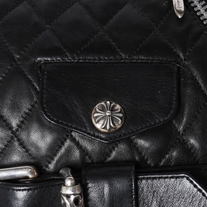 Very Good Condition CHROME HEARTS JJ DEAN LRG JJ Dean Large Tote Bag Quilted Leather Silver 925 Used 4a000478