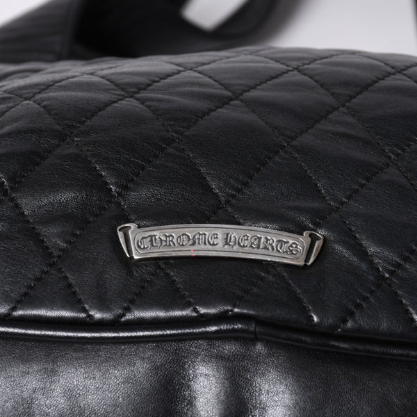 Very Good Condition CHROME HEARTS JJ DEAN LRG JJ Dean Large Tote Bag Quilted Leather Silver 925 Used 4a000478