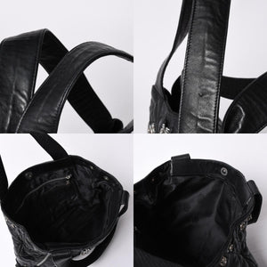 Very Good Condition CHROME HEARTS JJ DEAN LRG JJ Dean Large Tote Bag Quilted Leather Silver 925 Used 4a000478