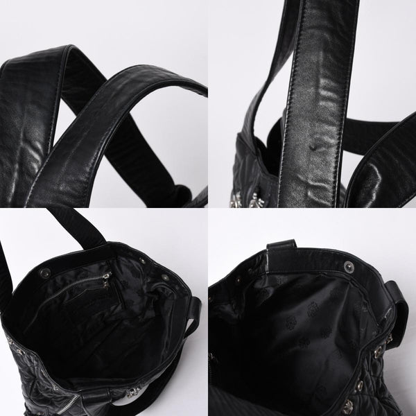Very Good Condition CHROME HEARTS JJ DEAN LRG JJ Dean Large Tote Bag Quilted Leather Silver 925 Used 4a000478